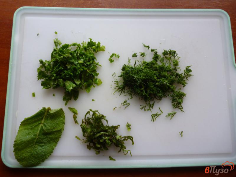 Фото приготовление рецепта: Овощной салат с мятой шаг №4