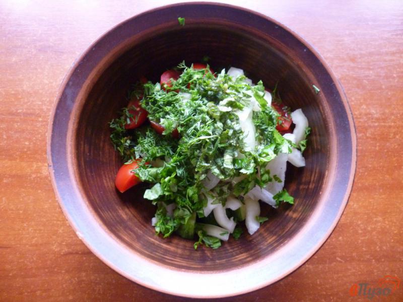 Фото приготовление рецепта: Овощной салат с мятой шаг №6
