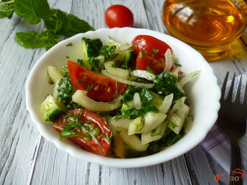 Фото приготовление рецепта: Овощной салат с мятой шаг №7