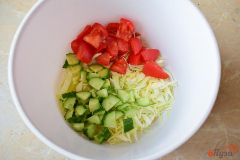 Фото приготовление рецепта: Салат с овощами и зеленью без майонеза шаг №2