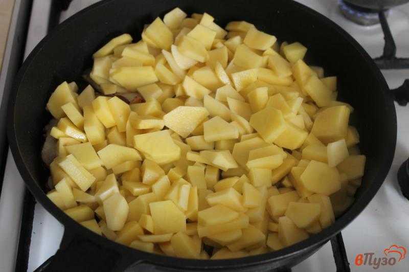 Фото приготовление рецепта: Жареный картофель с мясом и колбасой шаг №2