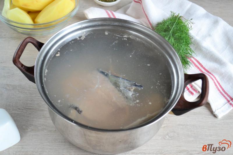 Фото приготовление рецепта: Суп с хребтами семги шаг №2