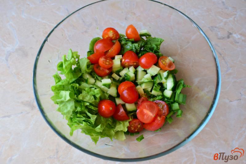 Фото приготовление рецепта: Овощной салат с щавелем и зеленью шаг №2