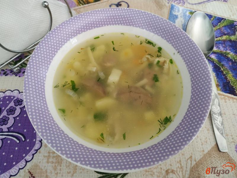 Фото приготовление рецепта: Суп с лапшой на бульоне с куриного потроха шаг №11