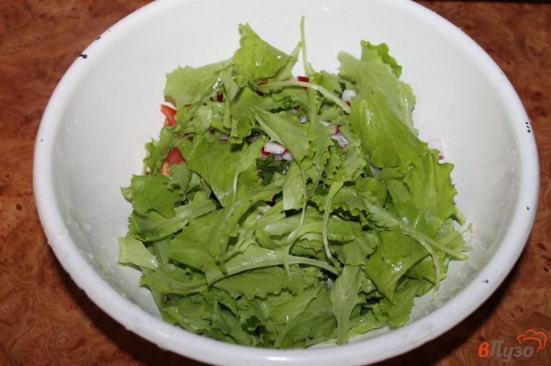 Фото приготовление рецепта: Зеленый салат с редисом и капустой шаг №3