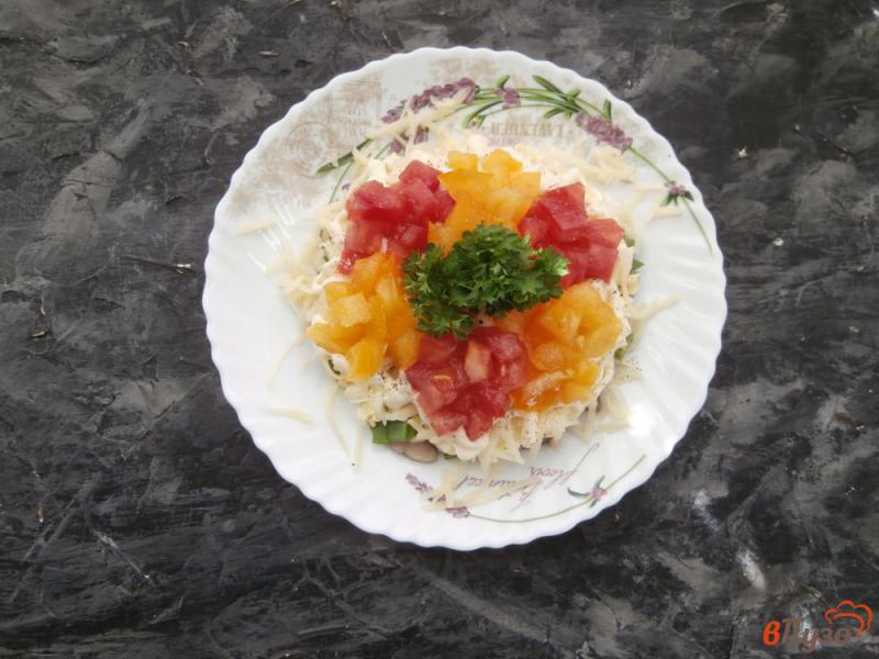 Фото приготовление рецепта: Салат с селедкой сыром и помидорами шаг №6