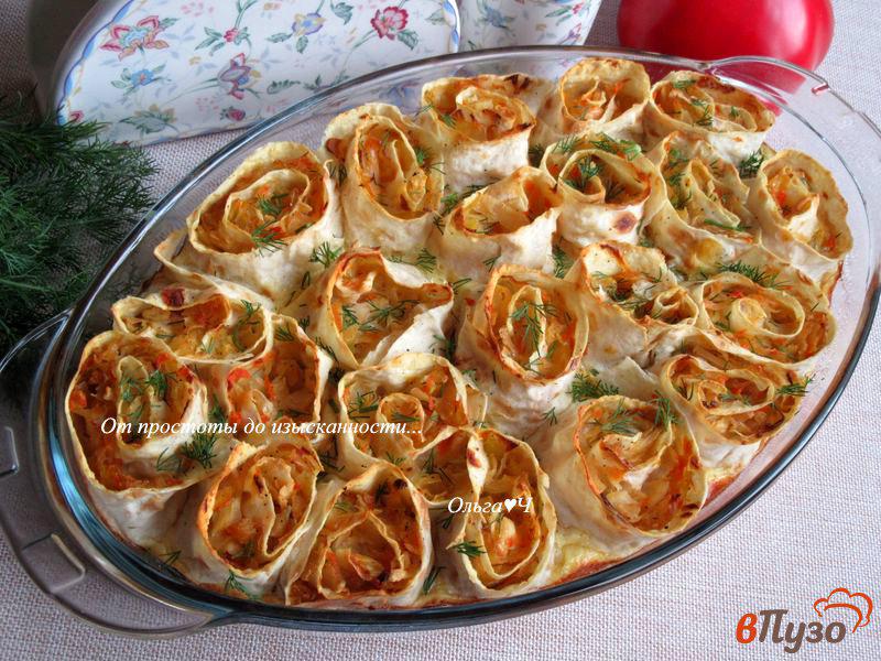Фото приготовление рецепта: Капустные розы из лаваша шаг №7