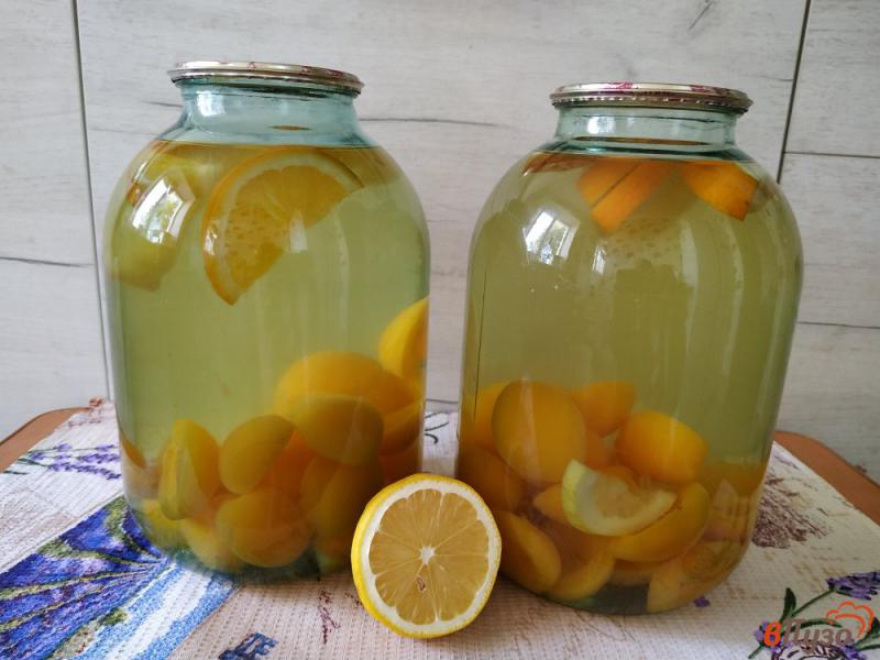 Фото приготовление рецепта: Абрикосовый компот с апельсином и лимоном шаг №9