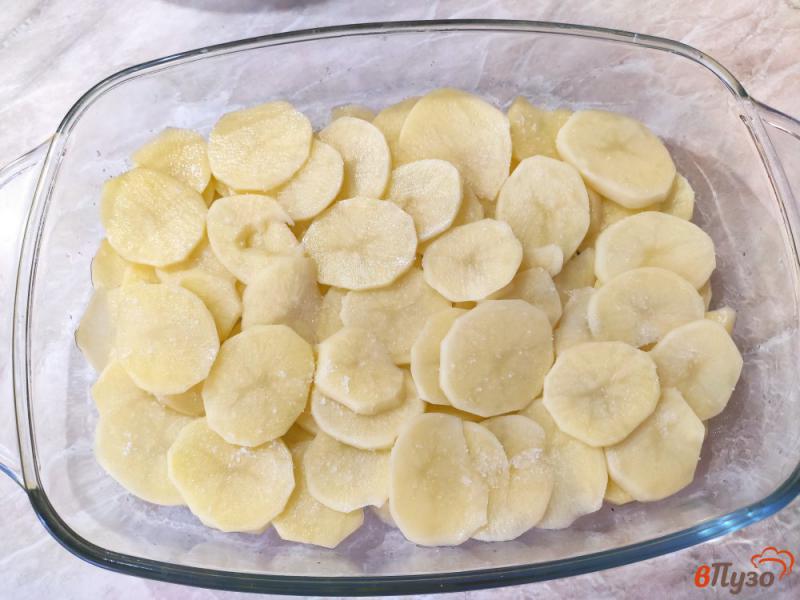 Фото приготовление рецепта: Запеканка из картофеля и пангасиуса с помидорами шаг №4