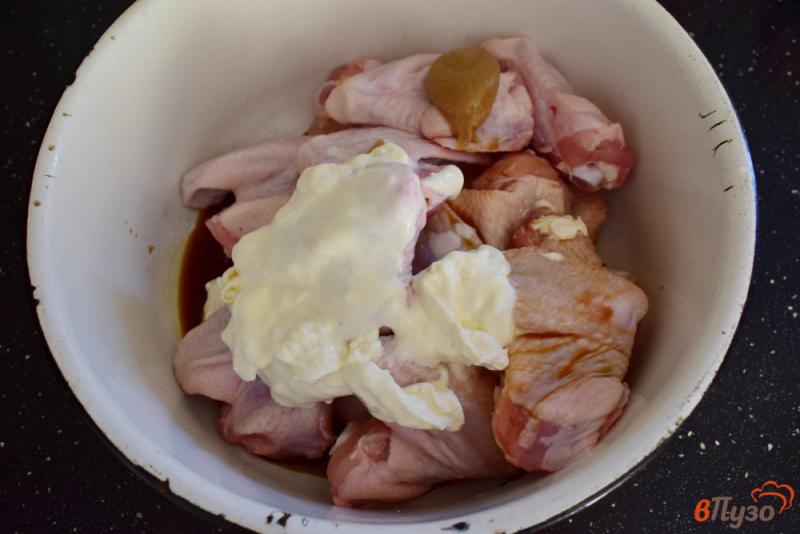 Фото приготовление рецепта: Горчично-соевые крылышки в духовке шаг №2