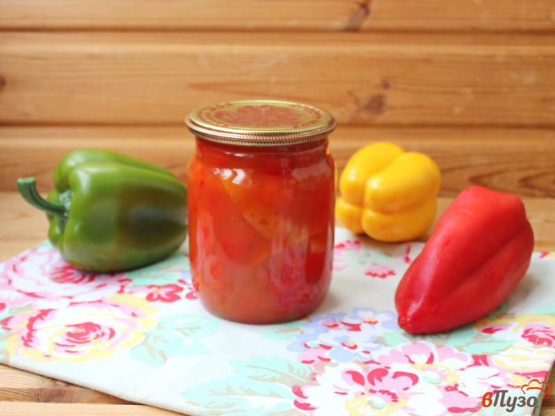 Фото приготовление рецепта: Болгарский перец на зиму в томатном соусе шаг №7