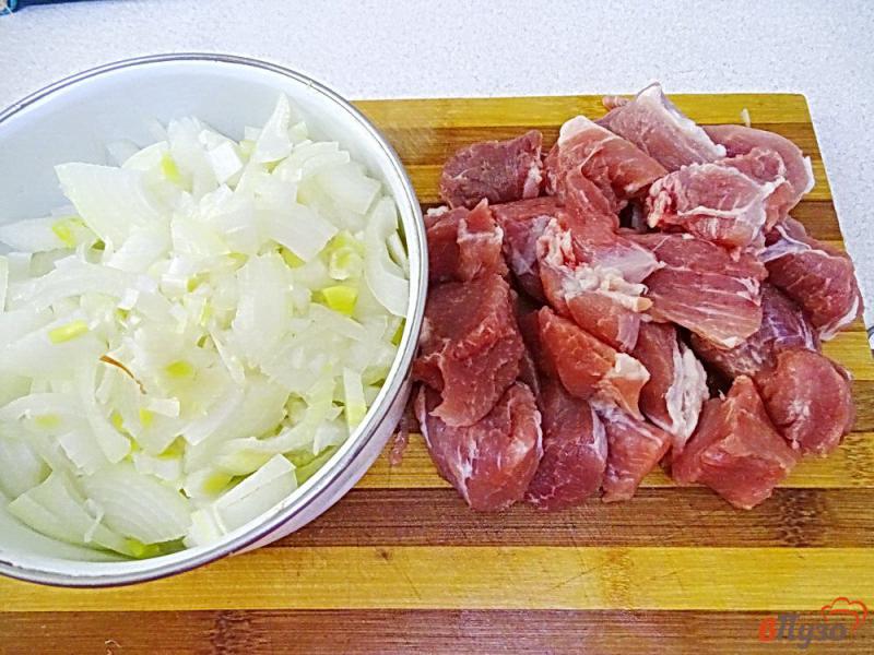 Фото приготовление рецепта: Свинина тушёная с луком шаг №4