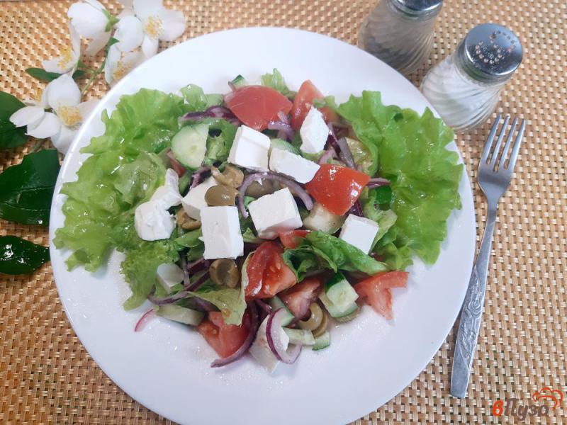 Фото приготовление рецепта: Салат греческий с фетой шаг №10
