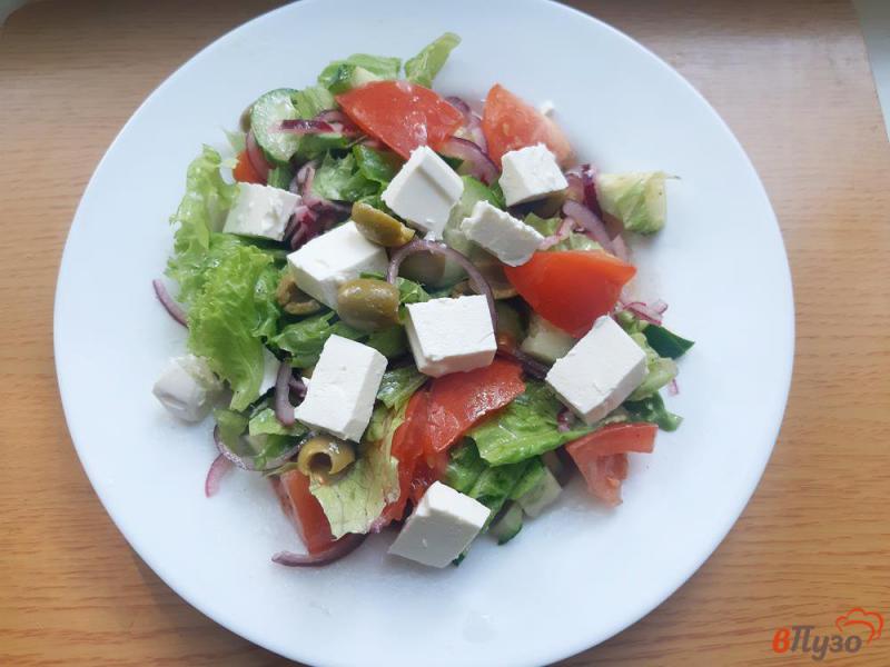 Фото приготовление рецепта: Салат греческий с фетой шаг №9