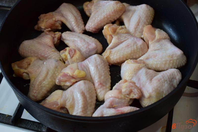 Фото приготовление рецепта: Куриные крылья тушеные с луком и чесноком шаг №1