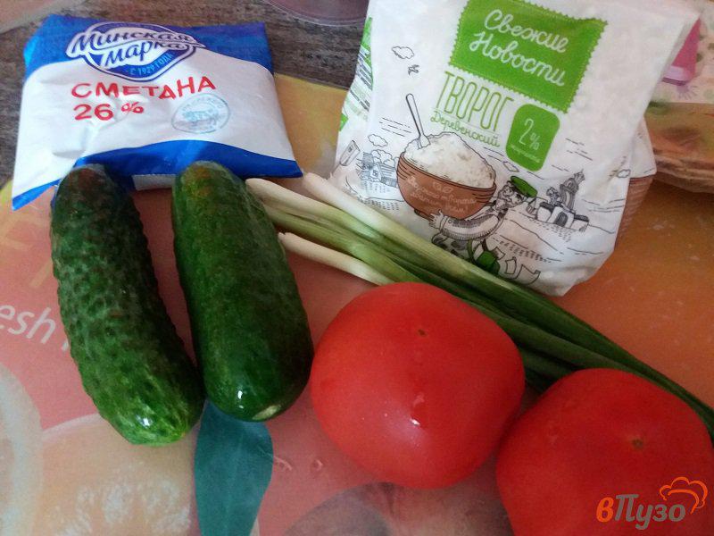 Фото приготовление рецепта: Овощной салат с творогом и зеленым луком шаг №1