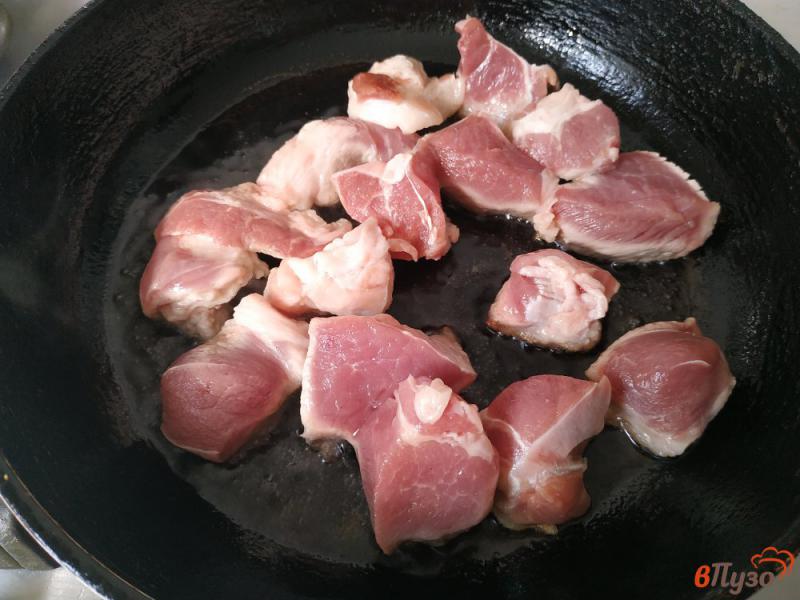 Фото приготовление рецепта: Свинина тушёная с луком в соусе сацебели шаг №2