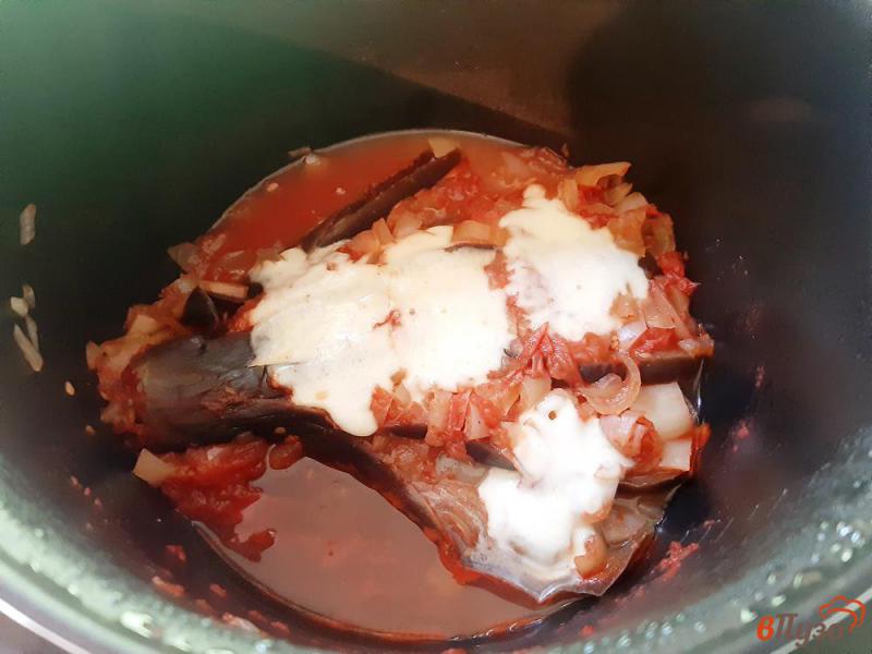 Фото приготовление рецепта: Веер из баклажана с моцареллой и помидорами шаг №11