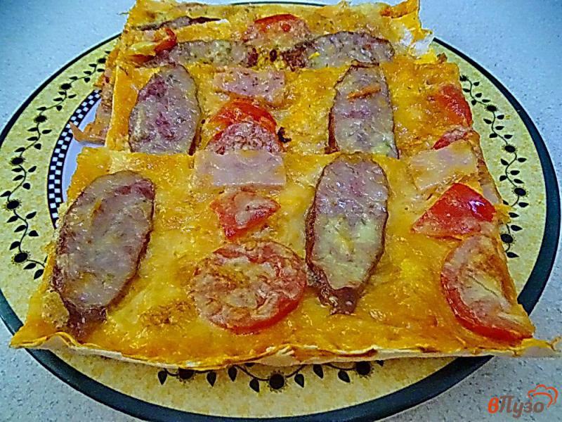 Фото приготовление рецепта: Пицца на лаваше в духовке шаг №11