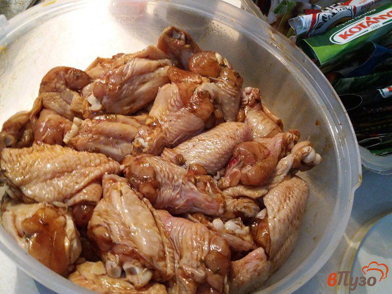 Фото приготовление рецепта: Курные крылышки барбекю в духовом шкафу шаг №4
