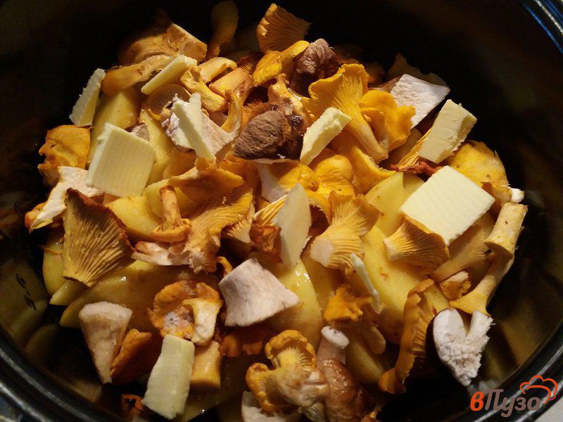 Фото приготовление рецепта: Запеченный молодой картофель с лесными грибами в мультиварке шаг №9
