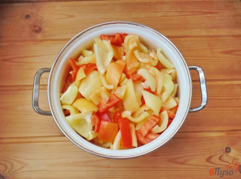 Фото приготовление рецепта: Лечо с луком и морковью на зиму шаг №5