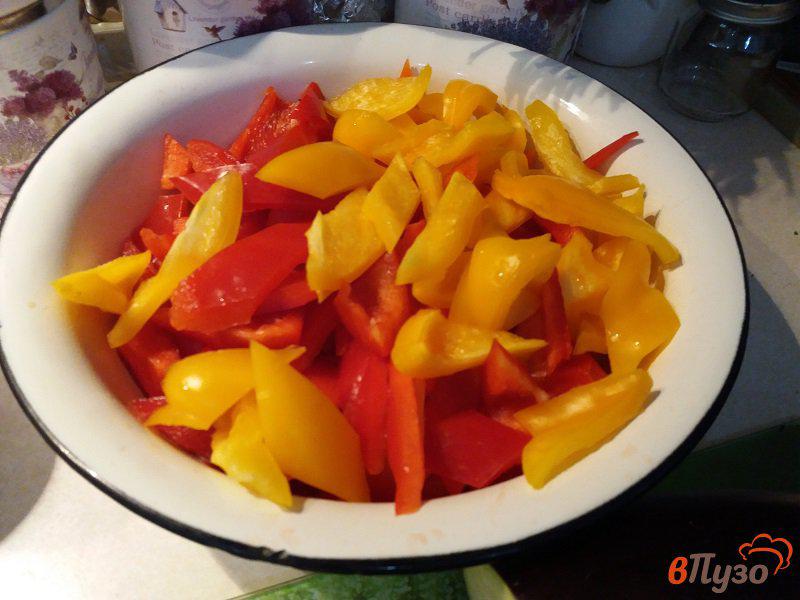 Фото приготовление рецепта: Баклажаны и болгарские перцы в томатном соусе на зиму шаг №3