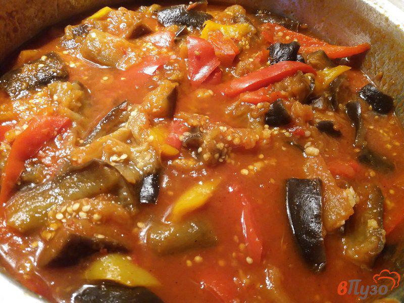 Фото приготовление рецепта: Баклажаны и болгарские перцы в томатном соусе на зиму шаг №10
