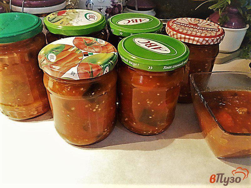 Фото приготовление рецепта: Баклажаны и болгарские перцы в томатном соусе на зиму шаг №13