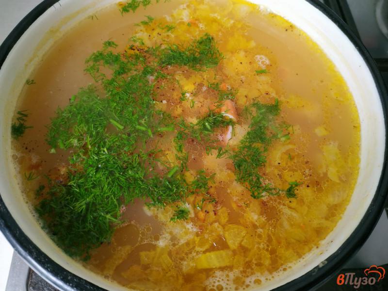 Фото приготовление рецепта: Гороховый суп с копчёной куриной грудкой шаг №8