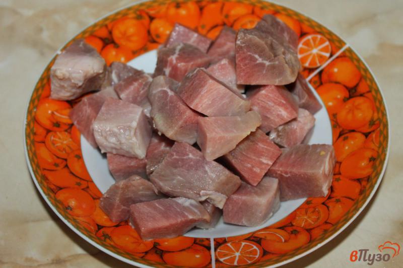 Фото приготовление рецепта: Тушеная свинина с овощами в томатном соусе шаг №1