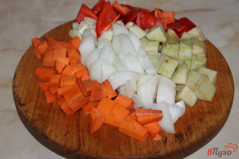 Фото приготовление рецепта: Тушеная свинина с овощами в томатном соусе шаг №3