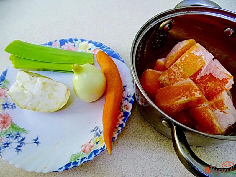 Фото приготовление рецепта: Суп пюре из тыквы на курином бульоне шаг №1