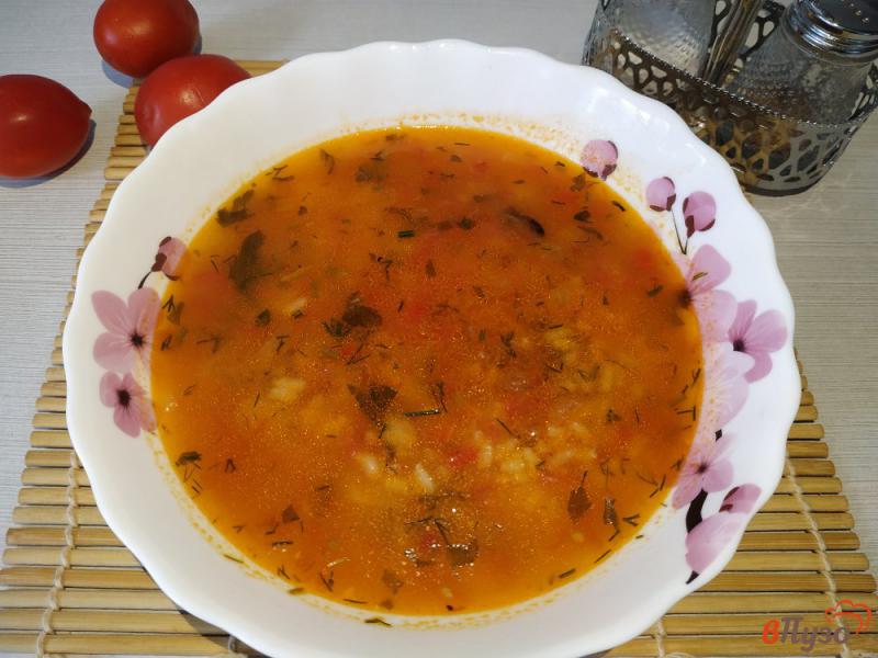 Фото приготовление рецепта: Постный томатный суп харчо шаг №14