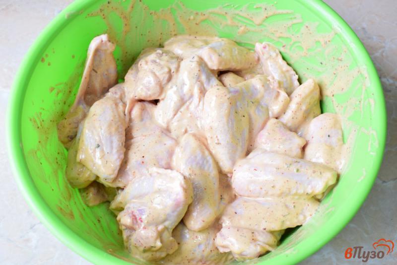 Фото приготовление рецепта: Горчичные куриные крылышки в духовке шаг №4