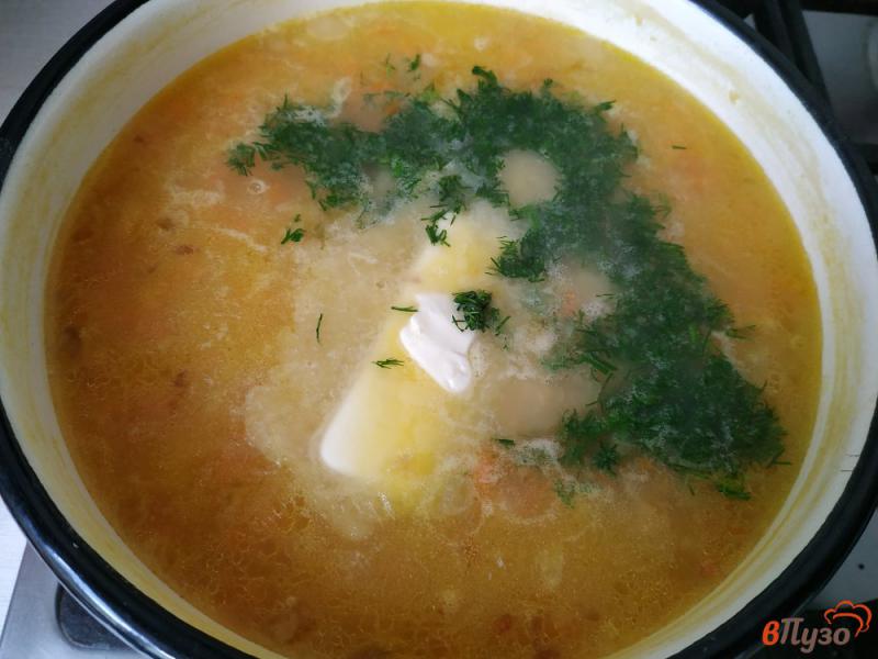Фото приготовление рецепта: Постный гороховый суп с гренками шаг №7