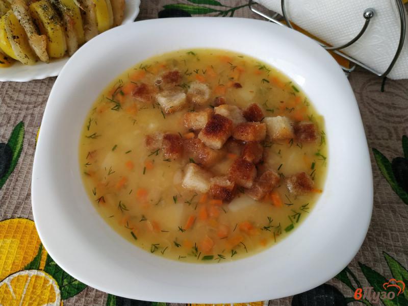 Фото приготовление рецепта: Постный гороховый суп с гренками шаг №11