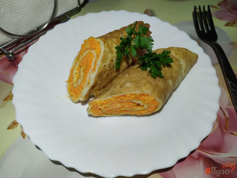 Фото приготовление рецепта: Омлет с морковью шаг №9