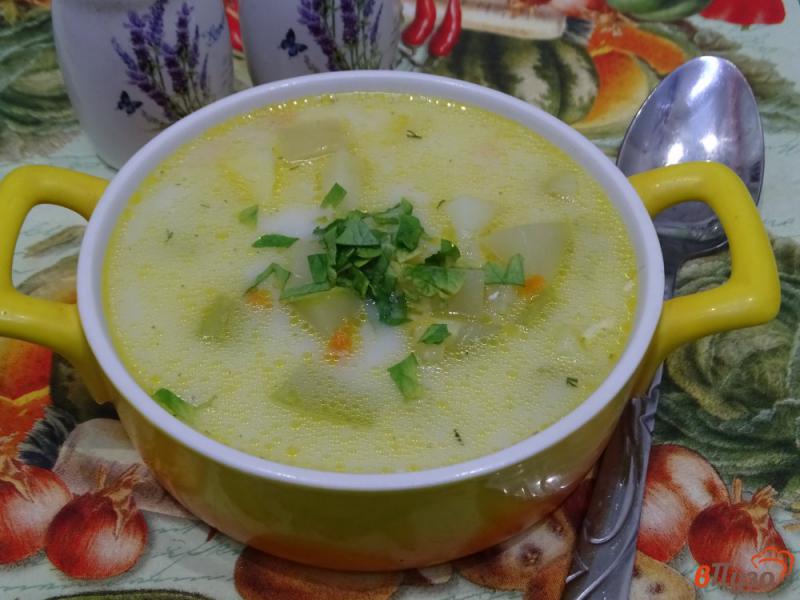 Фото приготовление рецепта: Сырный суп с кабачками шаг №9
