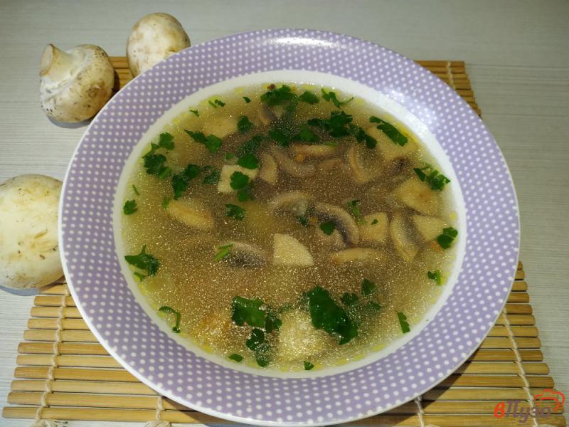 Фото приготовление рецепта: Постный грибной суп с манной крупой шаг №11
