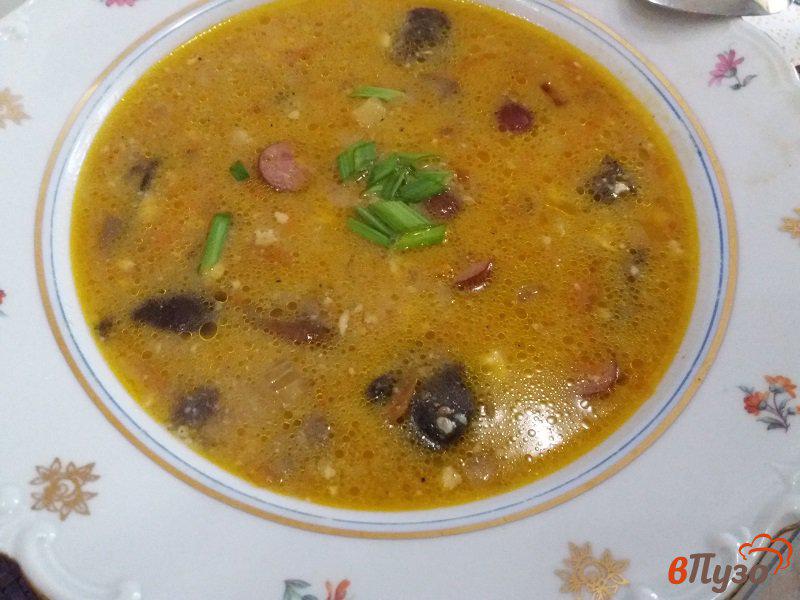 Фото приготовление рецепта: Картофельный суп с белыми грибами шаг №12