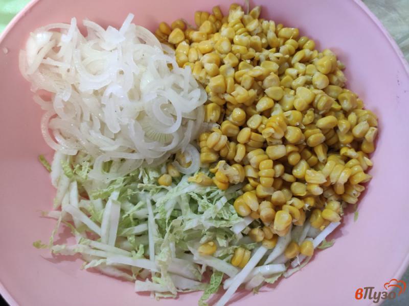 Фото приготовление рецепта: Салат из пекинской капусты с маринованным луком шаг №3