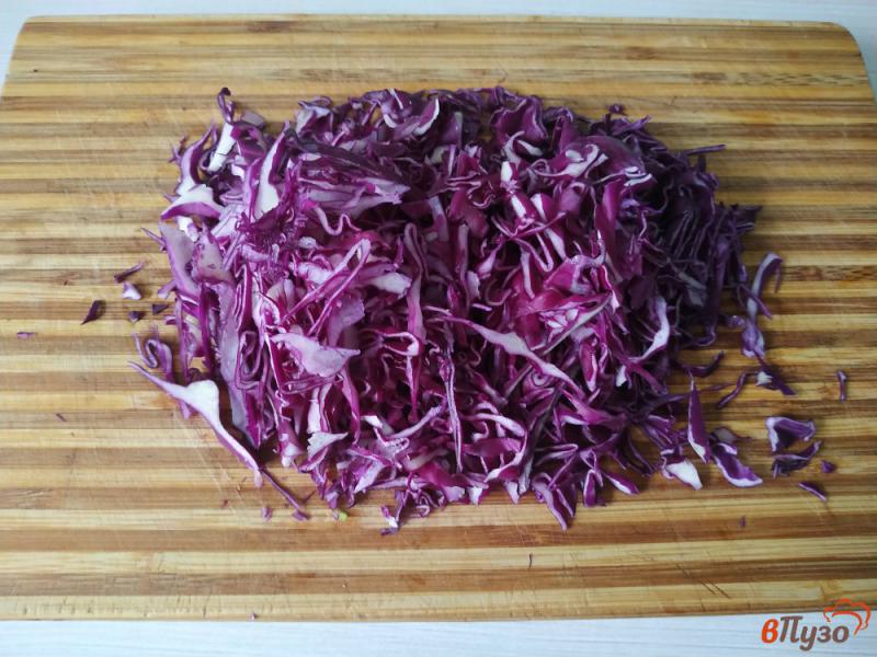Фото приготовление рецепта: Салат из краснокачанной капусты огурцов и помидоров шаг №3