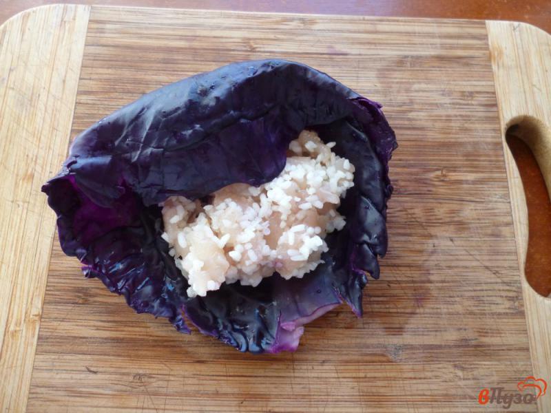 Фото приготовление рецепта: Голубцы из краснокочанной капусты шаг №7