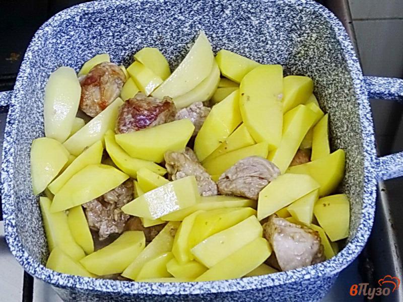 Фото приготовление рецепта: Свинина тушеная с картофелем и фасолью шаг №6