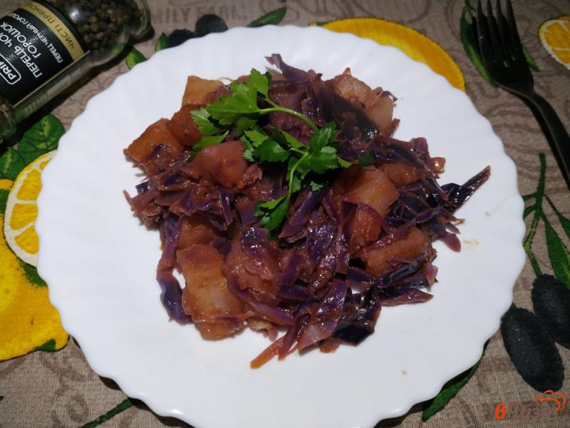 Фото приготовление рецепта: Овощное рагу с краснокачанной капустой шаг №10