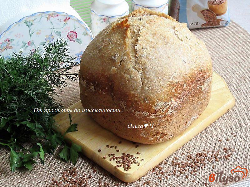 Фото приготовление рецепта: Сметанный цельнозерновой хлеб с семенами льна шаг №5