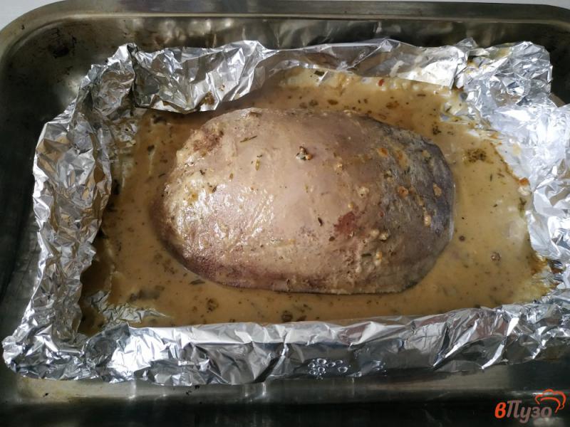 Фото приготовление рецепта: Печень запечённая в горчичном соусе в фольге шаг №5