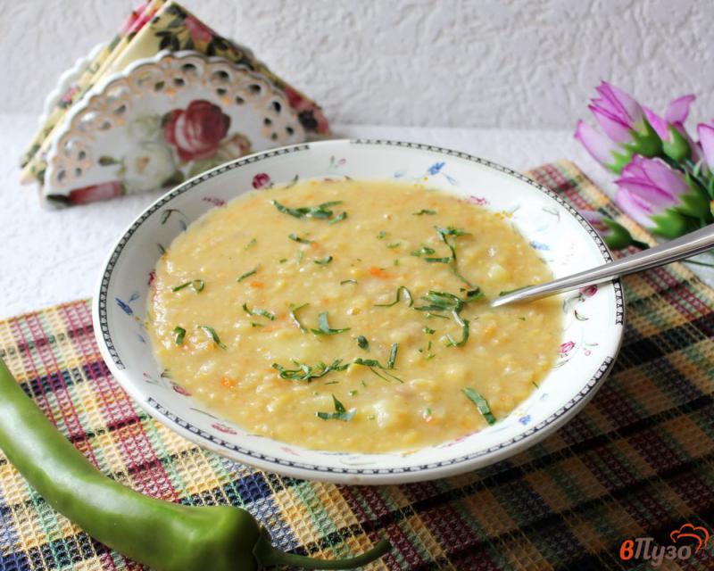 Фото приготовление рецепта: Гороховый суп с фасолью шаг №5