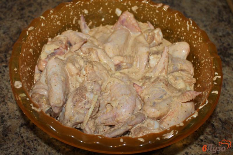 Фото приготовление рецепта: Крылья куриные маринованные в майонезе с чесноком шаг №5